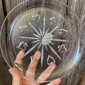 Lead Crystal Glass Dish Playing Card Motif